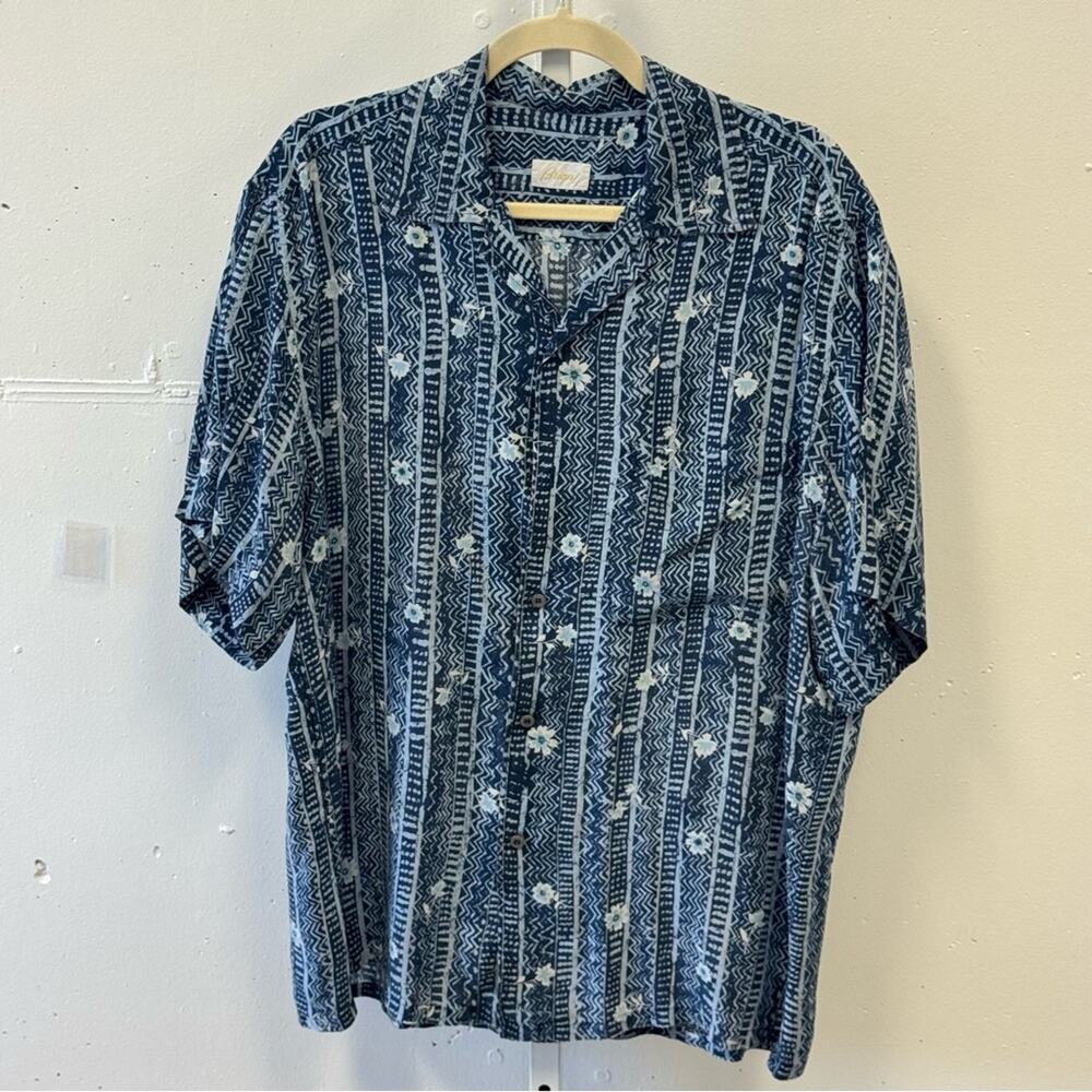 Brioni‎ Italian Tribal Inspired Pattern Floral Short Sleeve Button Down Shirt